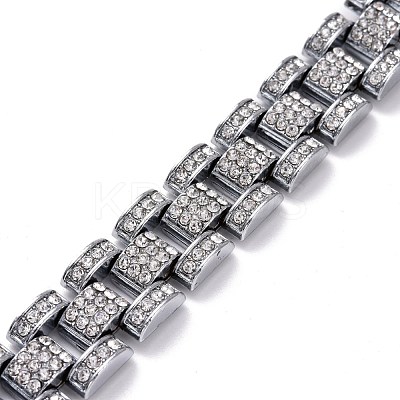 Men's Crystal Rhinestone Solid Link Chain Bracelet BJEW-I297-02P-1