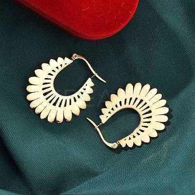 304 Stainless Steel Flower Stud Earrings for Women LS-EJEW-Q009-03C-G-1