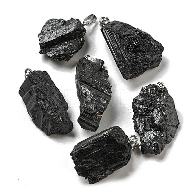 Natural Black Tourmaline Pendants G-F739-01P-1