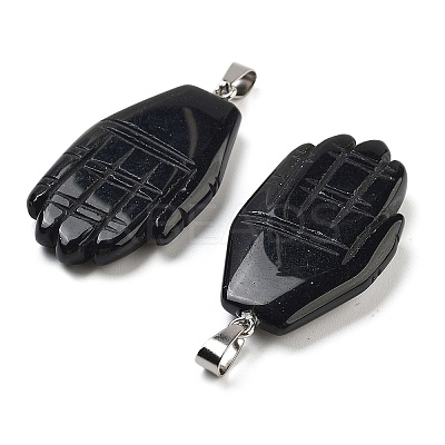 Natural Obsidian Carved Pendants G-K369-01P-07-1