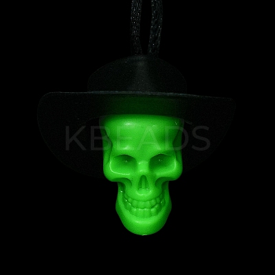 Halloween Skull Plastic Pendant Necklaces NJEW-S006-01D-1