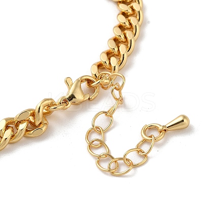 Brass Micro Pave Clear Cubic Zirconia Triple Heart Cuban Link Chains Bracelets for Women BJEW-M322-05G-B-1