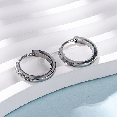 304 Stainless Steel Clear Cubic Zirconia Hoop Earrings EJEW-D331-18C-P-1