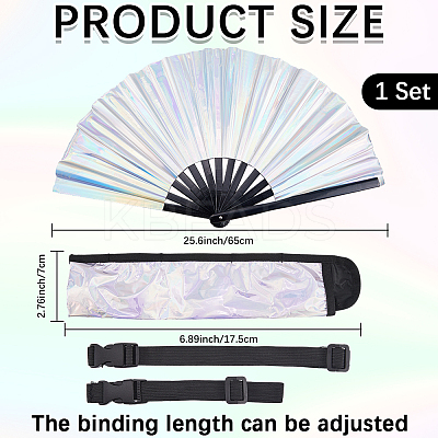 Laser PVC Plastic & Oxford Cloth Fan with Fan Bags AJEW-WH20022-90-1