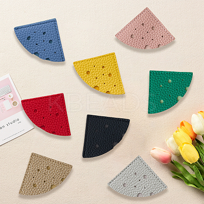16Pcs 8 Colors PU Leather Fan Bookmarks AJEW-CL0001-23-1