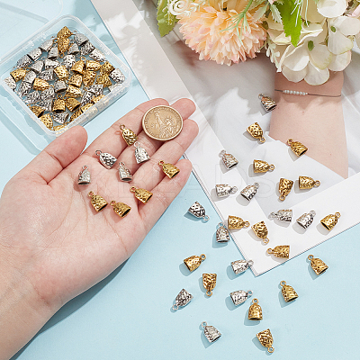 80Pcs 2 Colors Tibetan Style Zinc Alloy Charms FIND-GO0003-06-1