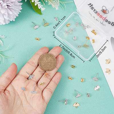 20Pcs 2 Colors Brass Stud Earring Findings KK-BBC0027-59-1