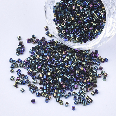 Electroplate Glass Cylinder Beads SEED-Q036-01A-B02-1