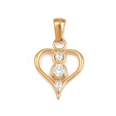 316 Surgical Stainless Steel Micro Pave Clear Cubic Zirconia Pendants STAS-A137-02A-G-1