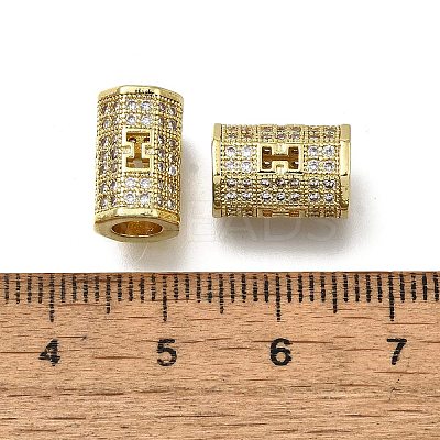 Brass Micro Pave Clear Cubic Zirconia European Beads ZIRC-I070-075G-1