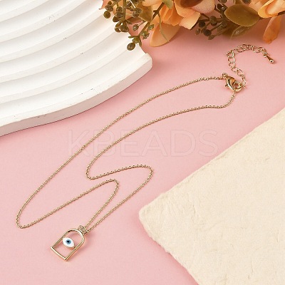 Arch with Evil Eye Brass Enamel Pendant Necklaces LS-NJEW-H051-02G-1