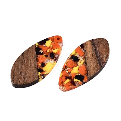 Transparent Resin and Walnut Wood Pendants RESI-T057-05M-1