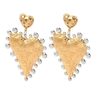 Two Tone 304 Stainless Steel Dangle Stud Earrings EJEW-K296-08B-GP-1