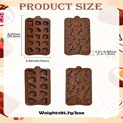 4Pcs 4 Styles Chocolate DIY Silicone Mold DIY-CJ0006-33-1