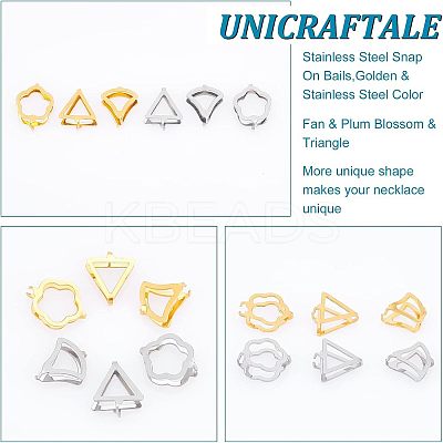 12Pcs 6 Style 304 Stainless Steel Snap On Bails STAS-UN0037-92-1