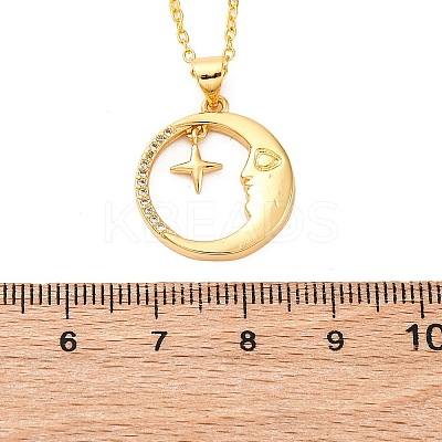 Brass Micro Pave Clear Cubic Zirconia Pendant Necklaces LS-NJEW-S438-05B-G-1