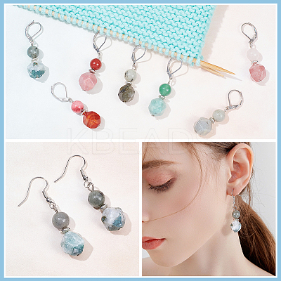Faceted Gemstone Beaded Pendant Stitch Markers HJEW-AB00327-1