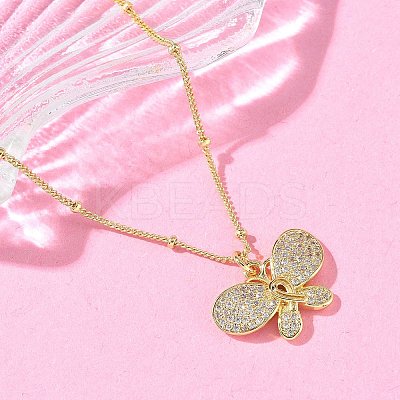Brass Micro Pave Clear Cubic Zirconia Pendant Necklaces NJEW-D306-01G-A-1