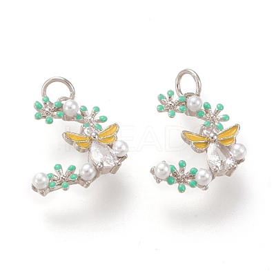 Brass Micro Pave Clear Cubic Zirconia Charms KK-F820-27P-1