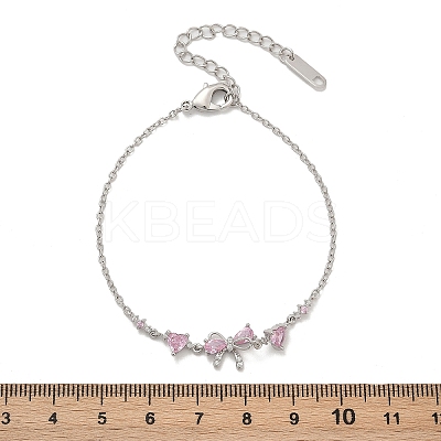 Brass Micro Pave Cubic Zirconia Link Bracelets BJEW-Z122-01P-1