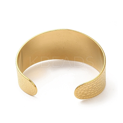 Ion Plating(IP) 304 Stainless Steel Textured Wide Cuff Bangles for Women BJEW-L682-014G-1