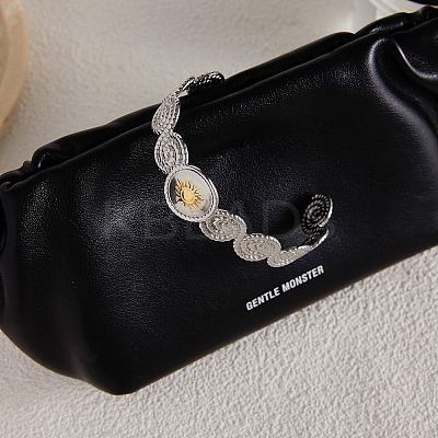 18.5MM 304 Stainless Steel Sun Cuff Bangles for Women LS-BJEW-B151-03-1