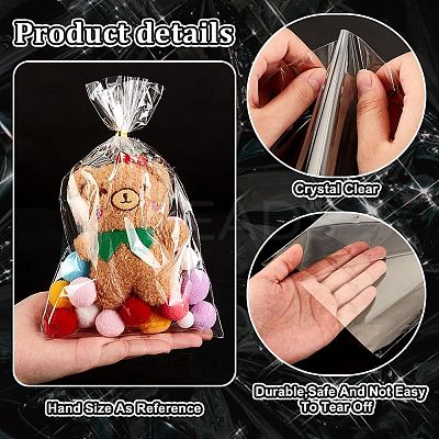 100Pcs Rectangle Transparent Plastic Bags ABAG-PH0001-50B-1