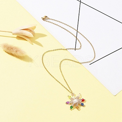 Glass Bead Braided Star Pendant Necklace NJEW-MZ00021-1