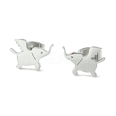 Non-Tarnish Cute Little Animal Theme 304 Stainless Steel Stud Earrings EJEW-B041-03C-P-1