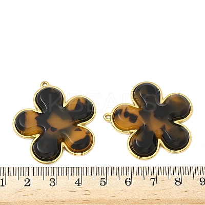304 Stainless Steel Resin Pendants STAS-V015-52G-B-1