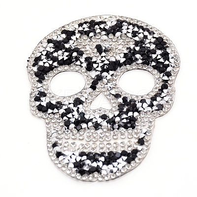 Skull Rhinestone Patches DIY-WH0199-35A-1