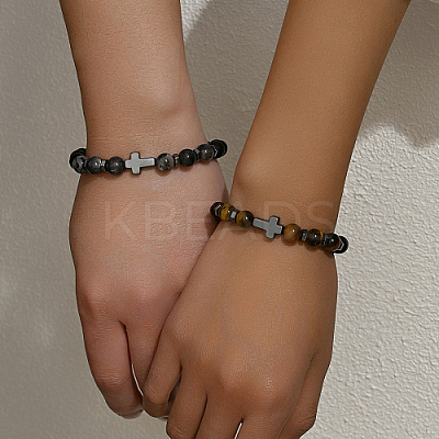 2Pcs 2 Style Natural Mixed Beaded Stretch Bracelets Set BP5722-1