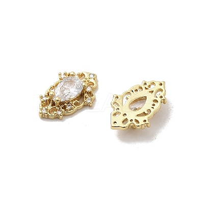 Teardrop Brass Pave Clear Cubic Zirconia Cabochons KK-A275-16G-1
