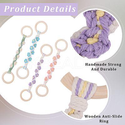 4Pcs 4 Colors  Daisy Cotton Thread Weave Towel Rack AJEW-CN0004-61-1