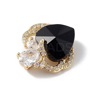 Real 18K Gold Plated Rack Plating Brass Micro Pave Clear Cubic Zirconia Pendants KK-C015-11G-14-1
