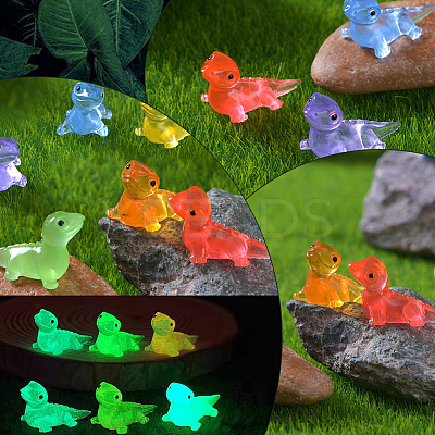 60Pcs 6 Colors Luminous Resin Lizard Figurines DJEW-SP0001-12-1