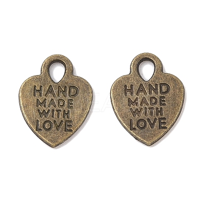 Tibetan Style Alloy Heart Charms TIBEP-Q035-07AB-NR-1