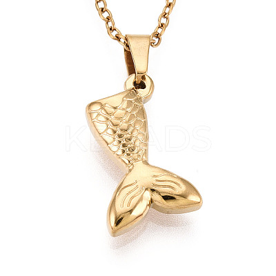 304 Stainless Steel Pendant Necklaces NJEW-T018-37G-1