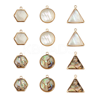 12Pcs 6 Styles Natural Shell Pendant Sets SHEL-CD0001-03-1