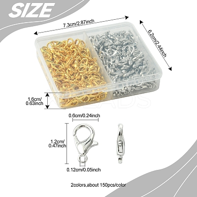 300Pcs 2 Colors Zinc Alloy Lobster Claw Clasps FIND-FS0003-33-1
