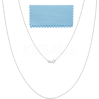 Anti-Tarnish 2Pcs Trendy Unisex Rhodium Plated 925 Sterling Silver Cable Chains Necklaces Set STER-BBC0006-14B-1