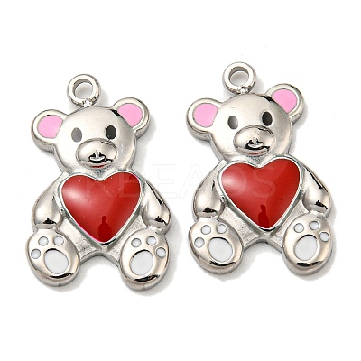 304 Stainless Steel Enamel Pendants STAS-L022-165P-1