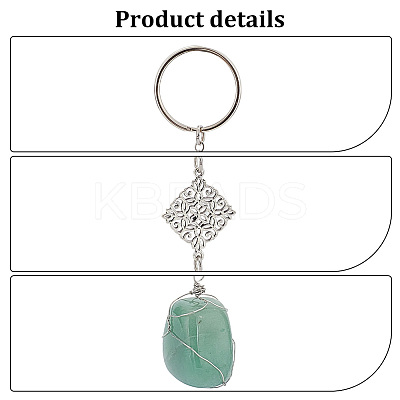 Copper Wire Wrapped Gemstone Nuggets Pendant Decoration HJEW-AB00384-1