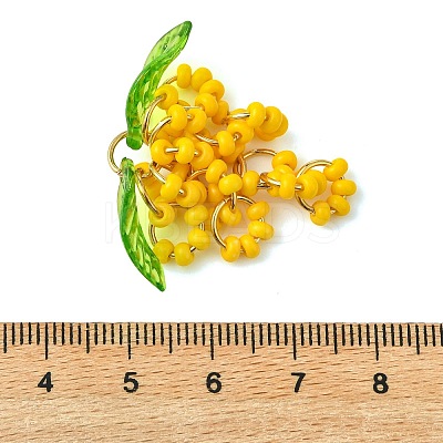 Glass Seed Beads & 304 Stainless Steel Jump Ring Pendants PALLOY-MZ01343-02-1