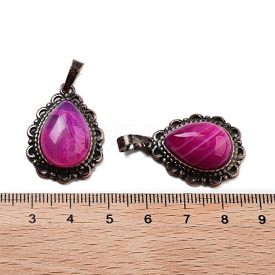 Natural Banded Agate Teardrop Pendants G-K363-01R-25-1