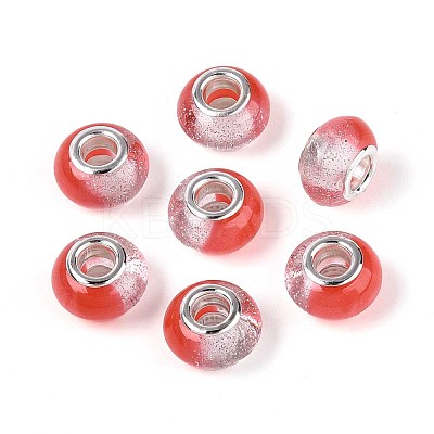 Transparent Resin Rondelle European Beads RESI-N044-02G-1