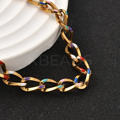 Brass Enamel Chain Bracelets BJEW-S170-01G-1