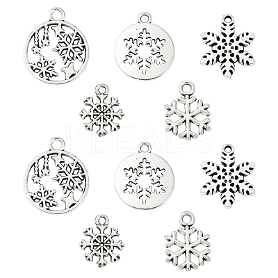 50Pcs 5 Styles Tibetan Style Alloy Charms FIND-YW0010-23-1