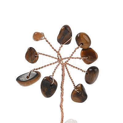 Natural Tiger Eye Chips Tree of Life Decorations DJEW-P022-02A-03-1