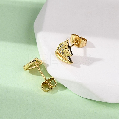 Brass Micro Pave Clear Cubic Zirconia Earrings EJEW-D328-03G-01-1